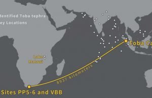 Humans thrived in South Africa through the Toba super-volcanic eruption about 74,000 years ago Humans thrived in South Africa through the Toba super volcanic eruption about 74000 years ago