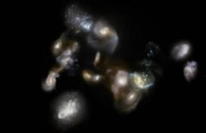 Assembly of massive galaxy cluster witnessed for the first time Assembly of massive galaxy cluster witnessed for the first time