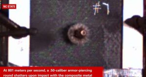 Metal foam stops .50 caliber rounds as well as steel – at less than half the weight