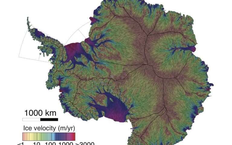 Glaciologists unveil most precise map ever of Antarctic ice velocity
