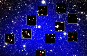 Oldest galaxy protocluster forms ‘queen’s court’ cropped Oldest galaxy protocluster forms queens court