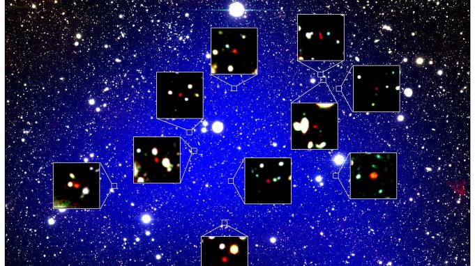 Oldest galaxy protocluster forms ‘queen’s court’ cropped Oldest galaxy protocluster forms queens court