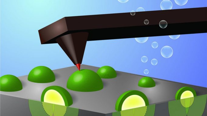 cropped Electrode fitted microscope points to better designed devices that make fuel from sunlight