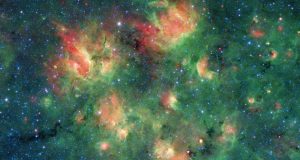 cropped Spitzer spots a starry region bursting with bubbles
