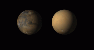 Global storms on Mars launch dust towers into the sky