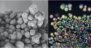 Researchers use electrostatic charge to assemble particles into materials mimicking gemstones salt scaled