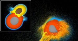 Planet collision simulations give clues to atmospheric loss from moons origin