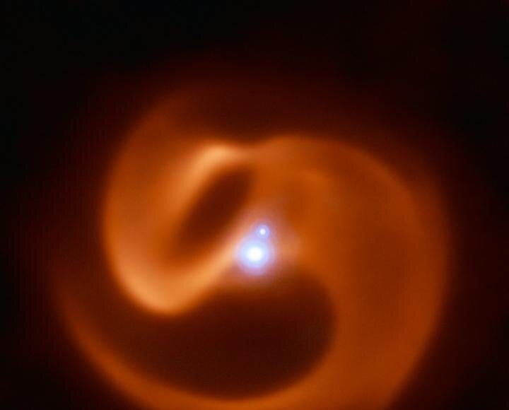 In the eye of a stellar cyclone Bizarre secrets of a ticking time bomb star