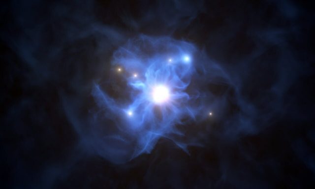 Very Large Telescope spots galaxies trapped in the web of a supermassive black hole
