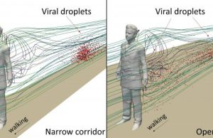 Fast walking in narrow corridors can increase COVID 19 transmission risk