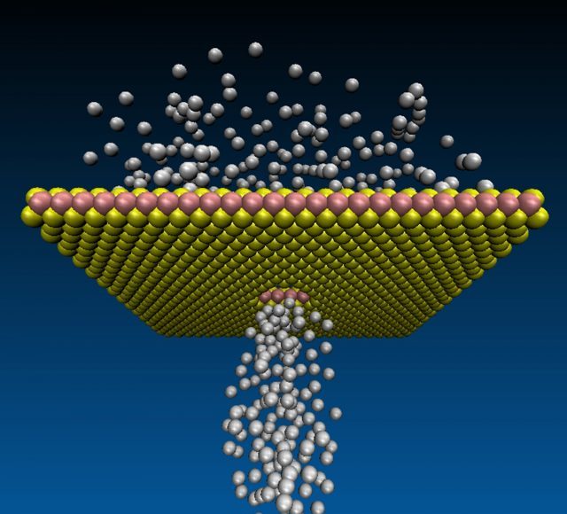 Ultra fast gas flows through tiniest holes in 2 D membranes