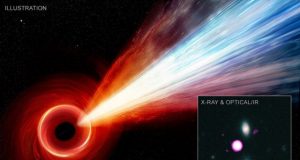Gigantic jet spied from black hole in early universe